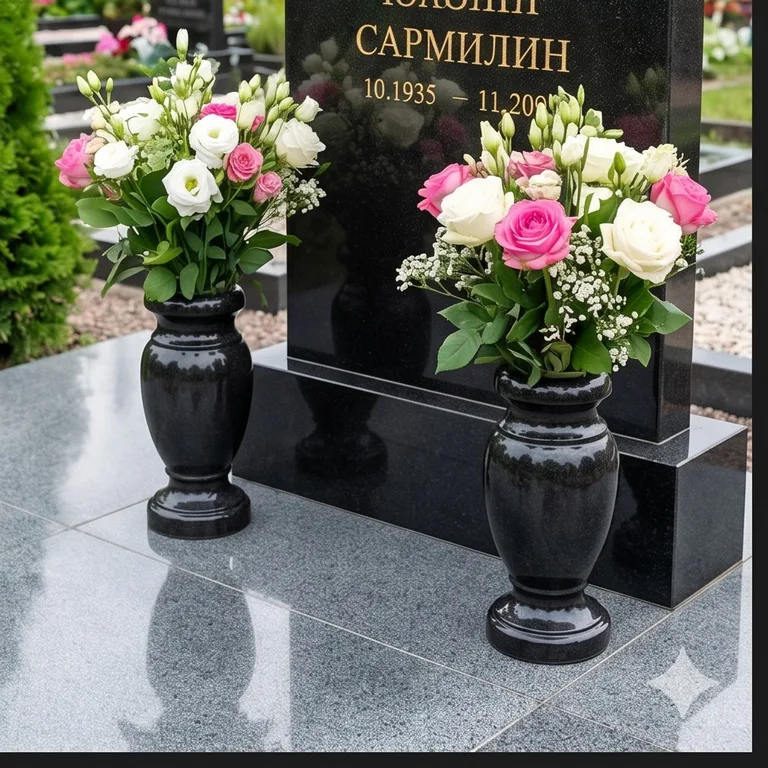 Гранитные вазы для цветов на участке в Южно-Сахалинске
