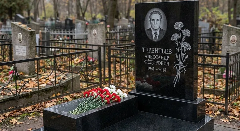 Памятник с гравировкой гвоздик — выполненная работа «Терентьев» в Южно-Сахалинске