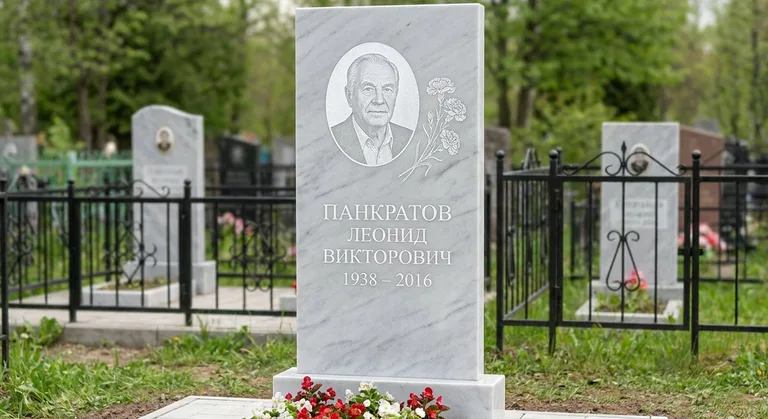 Памятник с гравировкой гвоздик — выполненная работа «Панкратов» в Южно-Сахалинске