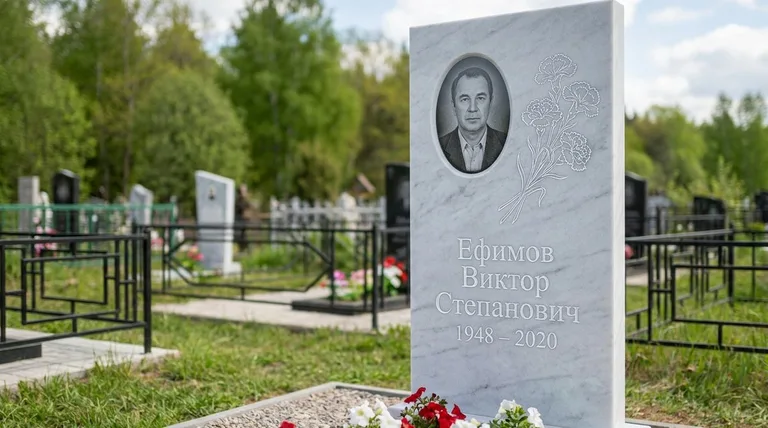 Памятник с гравировкой гвоздик — выполненная работа «Ефимов» в Южно-Сахалинске