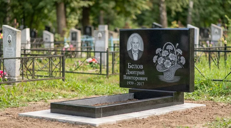 Памятник с гравировкой гвоздик — выполненная работа «Белов» в Южно-Сахалинске