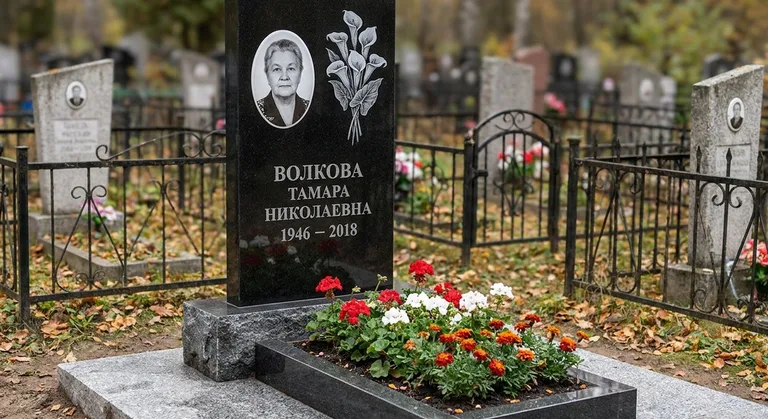 Памятник с гравировкой калл — выполненная работа «Волкова» в Южно-Сахалинске
