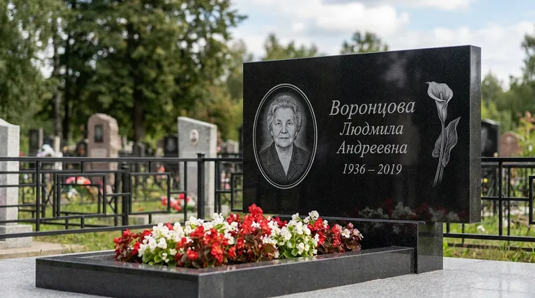 Памятник с гравировкой калл — выполненная работа «Воронцова» в Южно-Сахалинске