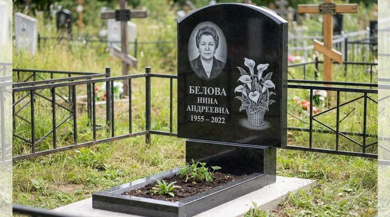 Памятник с гравировкой калл — выполненная работа «Белова» в Южно-Сахалинске