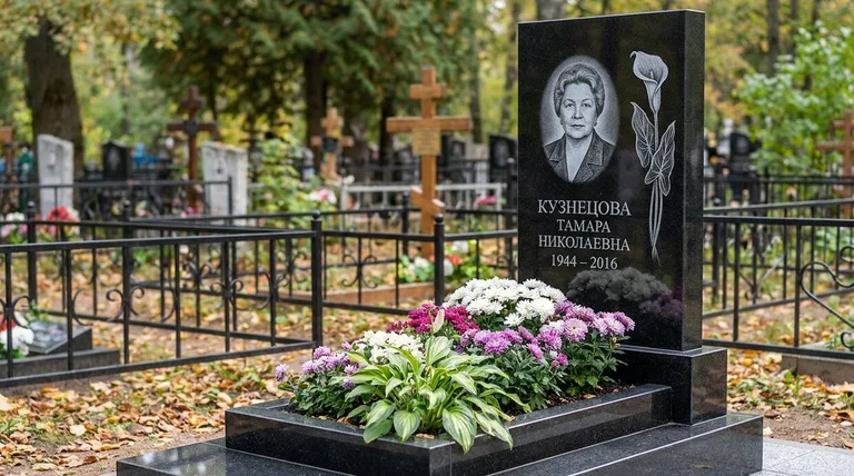 Памятник с гравировкой калл — выполненная работа «Кузнецова» в Южно-Сахалинске