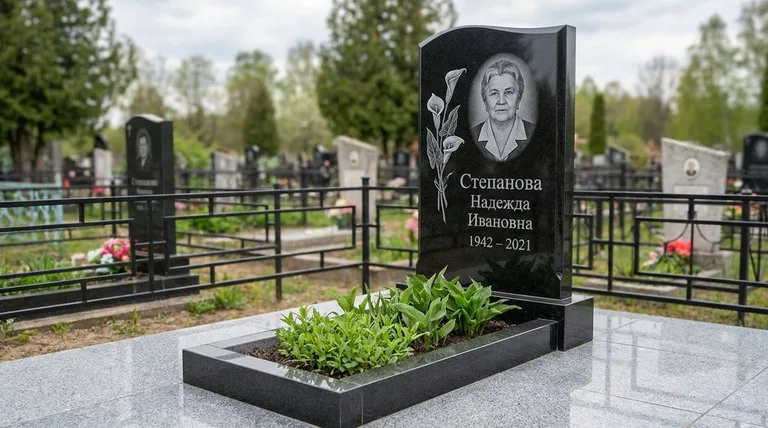 Памятник с гравировкой калл — выполненная работа «Степанова» в Южно-Сахалинске