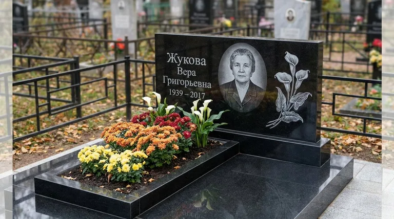 Памятник с гравировкой калл — выполненная работа «Жукова» в Южно-Сахалинске