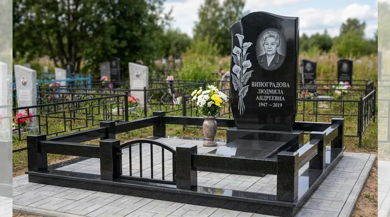 Памятник с гравировкой калл — выполненная работа «Виноградова» в Южно-Сахалинске