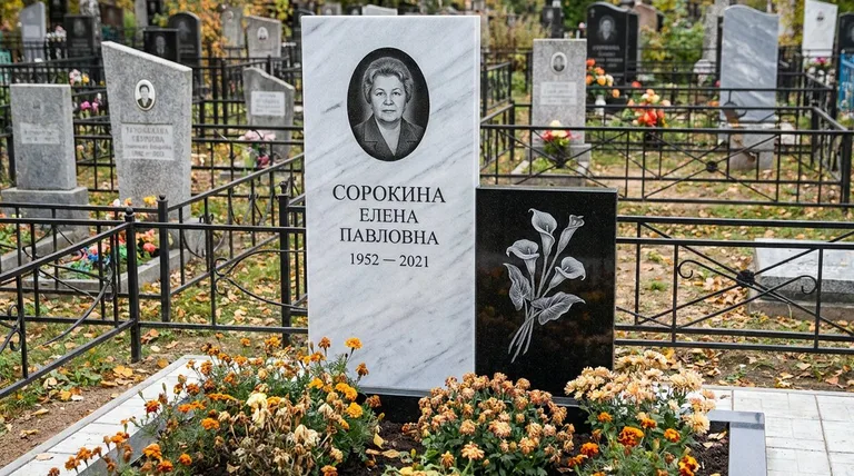 Памятник с гравировкой калл — выполненная работа «Сорокина» в Южно-Сахалинске
