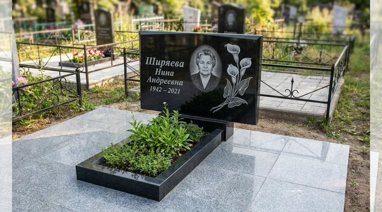 Памятник с гравировкой калл — выполненная работа «Ширяева» в Южно-Сахалинске