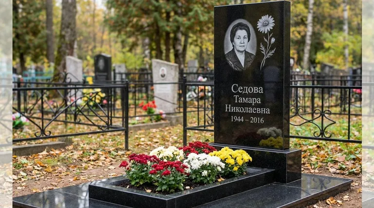 Памятник с гравировкой ромашек — выполненная работа «Седова» в Южно-Сахалинске
