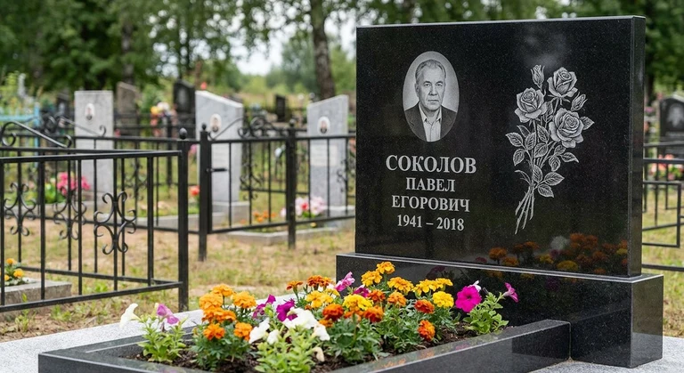 Гравировка роз на памятник в Южно-Сахалинске — пример работы на граните