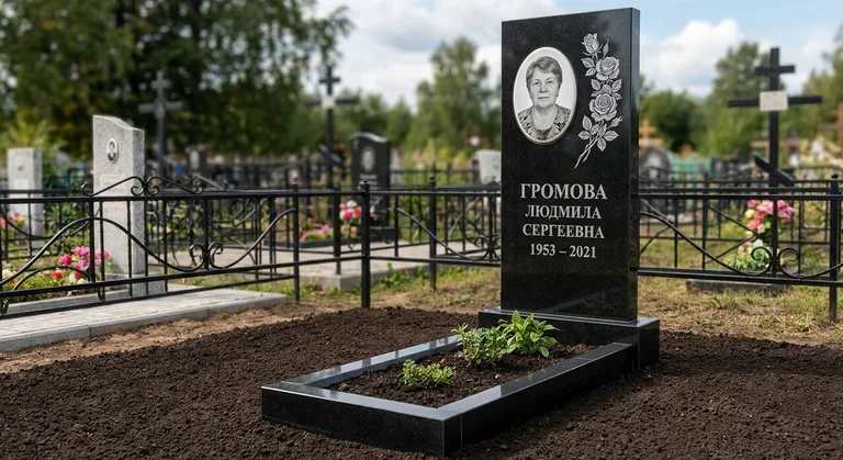 Памятник с гравировкой роз — выполненная работа «Громова» в Южно-Сахалинске