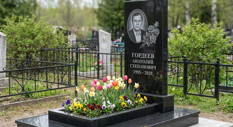 Памятник с гравировкой роз — выполненная работа «Гордеев» в Южно-Сахалинске