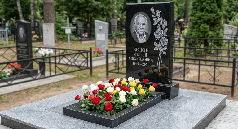 Гравировка цветов на памятник в Южно-Сахалинске — розы на граните