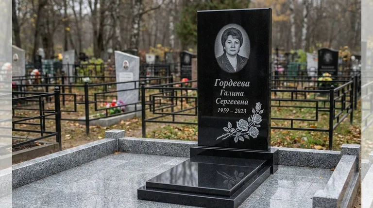 Памятник с гравировкой роз — выполненная работа «Гордеева» в Южно-Сахалинске