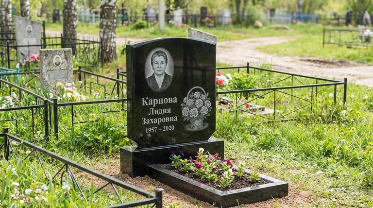 Памятник с гравировкой роз — выполненная работа «Карпова» в Южно-Сахалинске