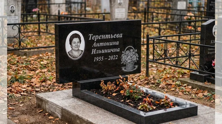 Памятник с гравировкой роз — выполненная работа «Терентьева» в Южно-Сахалинске