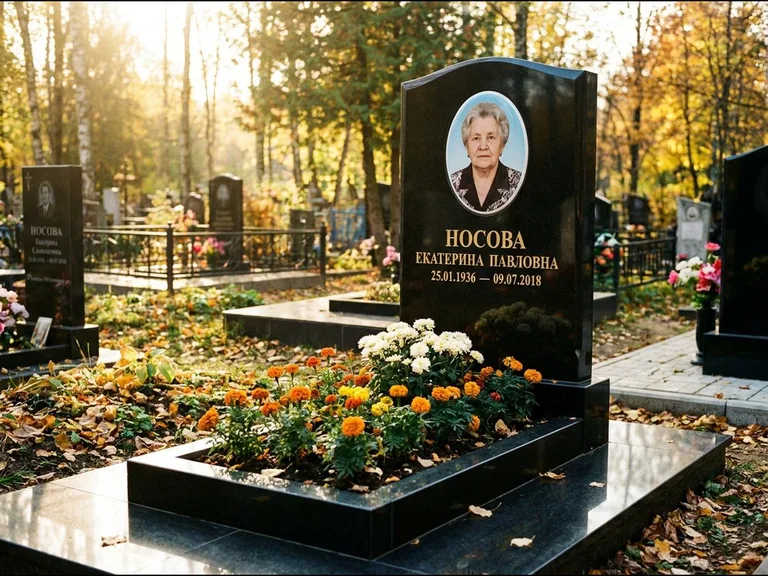 Керамический портрет мужчины на чёрном граните в Южно-Сахалинске
