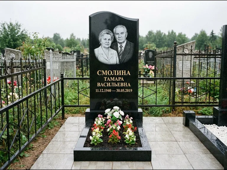 Гравировка портрета на чёрном граните — выполненная работа 10 в Южно-Сахалинске