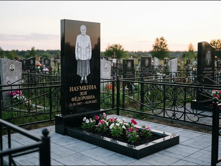Гравировка портрета на чёрном граните — выполненная работа 18 в Южно-Сахалинске