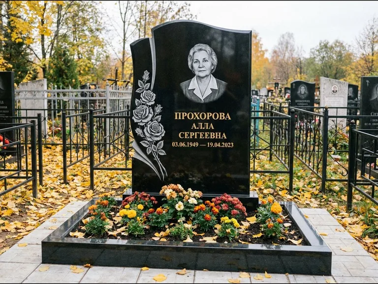 Гравировка портрета на чёрном граните — выполненная работа 20 в Южно-Сахалинске