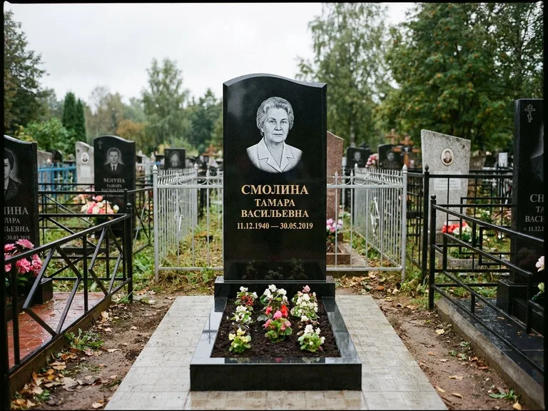 Гравировка портрета на чёрном граните — выполненная работа 22 в Южно-Сахалинске