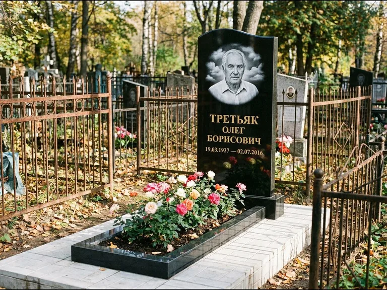 Гравировка портрета на чёрном граните — выполненная работа 23 в Южно-Сахалинске