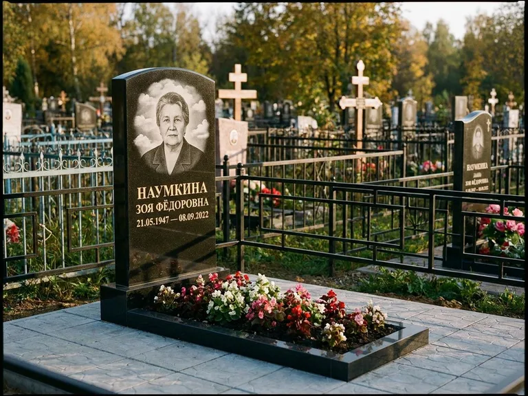 Гравировка портрета на чёрном граните — выполненная работа 30 в Южно-Сахалинске