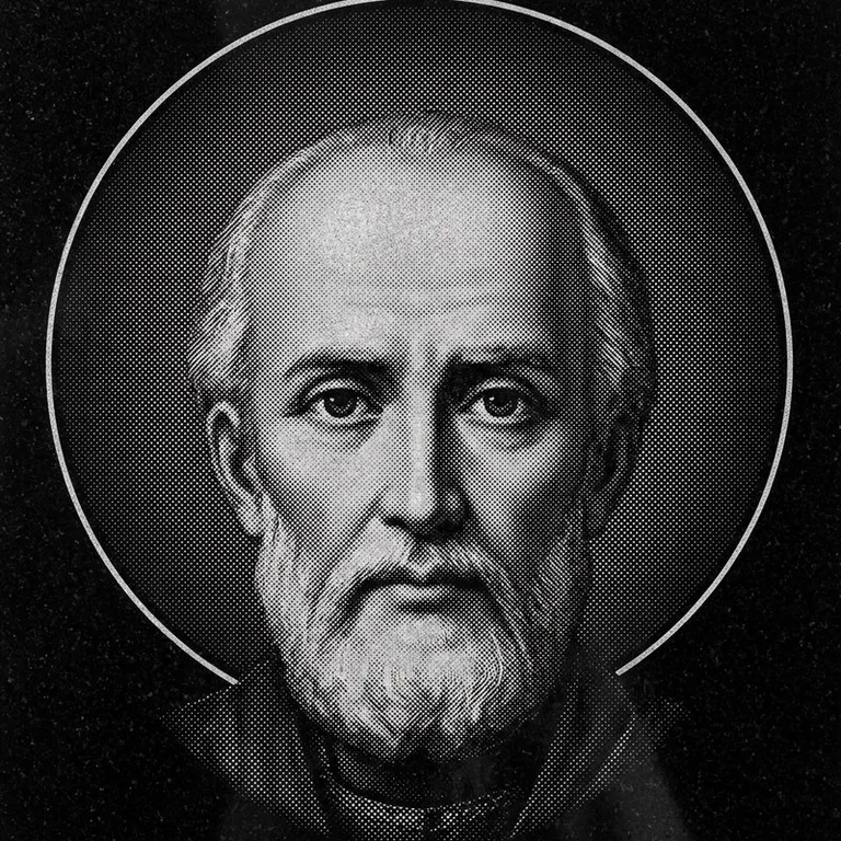 Эскиз иконы: Николай Чудотворец (полутон) — объёмный лик святителя, гравировка на памятник в Южно-Сахалинске