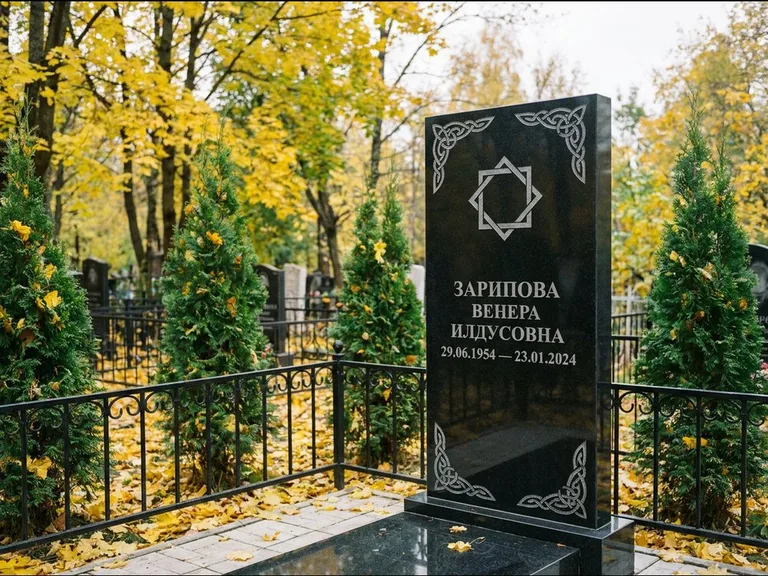 Мусульманский памятник — руб аль-хизб с восточной плетёнкой, работа «Зарипова» в Южно-Сахалинске