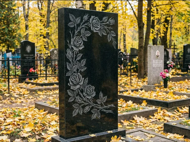 Цветы и орнамент — гравировка с выездом на кладбище в Южно-Сахалинске
