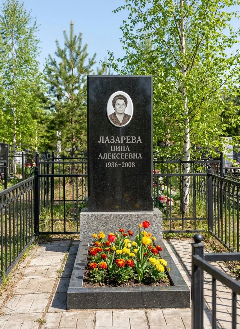 Гранитный памятник с портретом на Старом городском кладбище