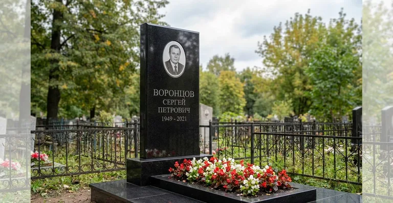 Мраморный памятник, Пример памятника из гранита, установленного мастерской «Мастер Каменев»