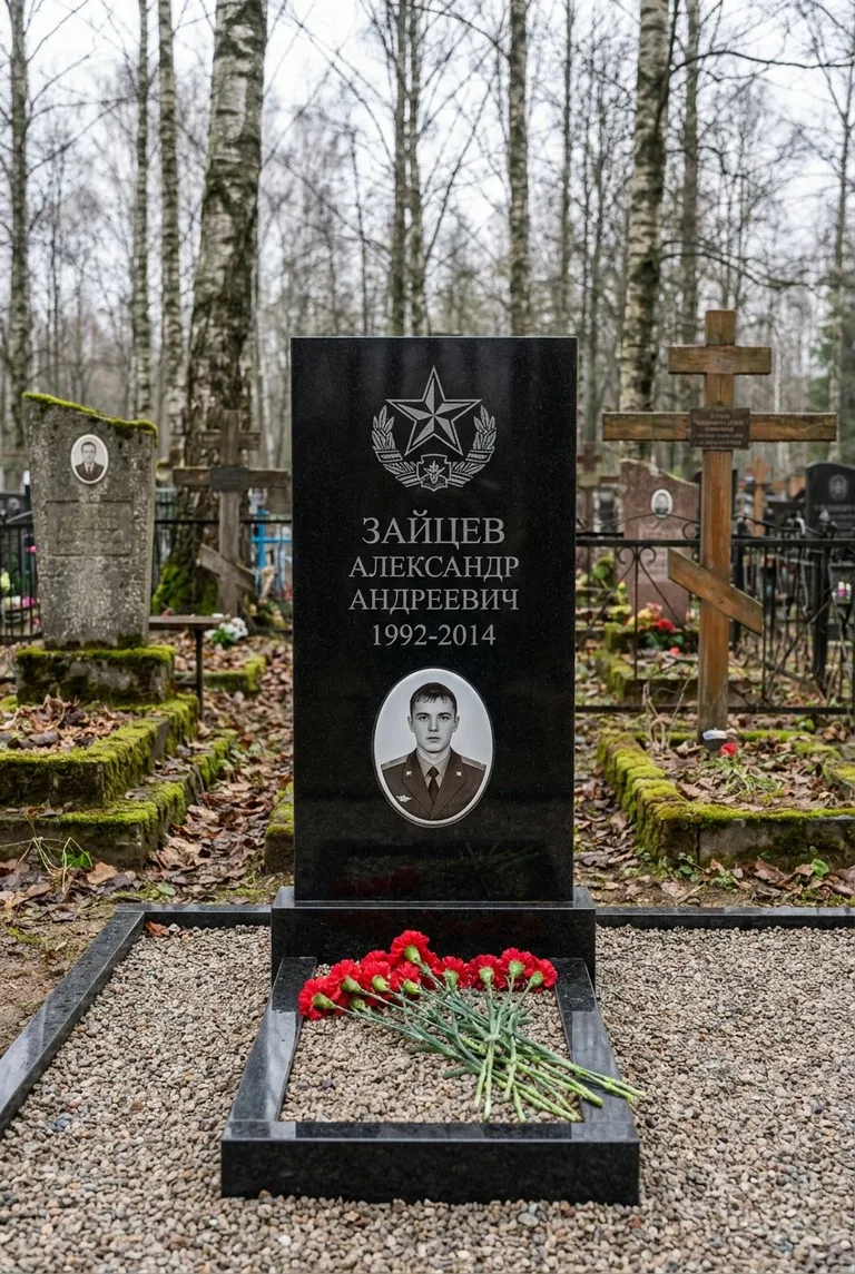Мемориальный памятник со звездой на Серафимовском кладбище
