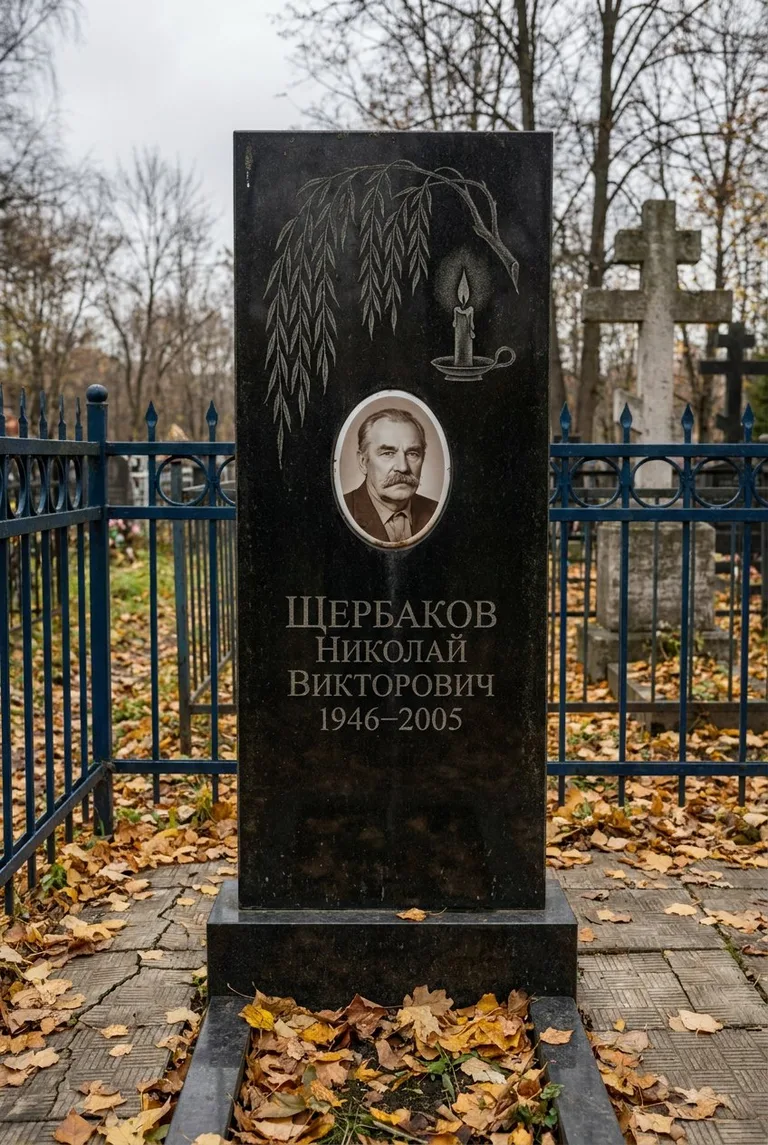 Памятник с художественной гравировкой на Волковском кладбище