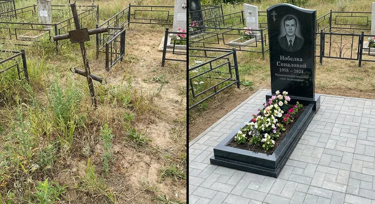 Памятник под ключ: запущенная могила до и ухоженный мемориал после в Южно-Сахалинске