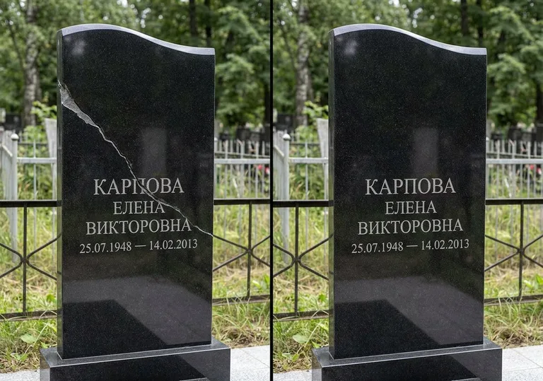 Заделка трещины на чёрном граните: до и после в Южно-Сахалинске
