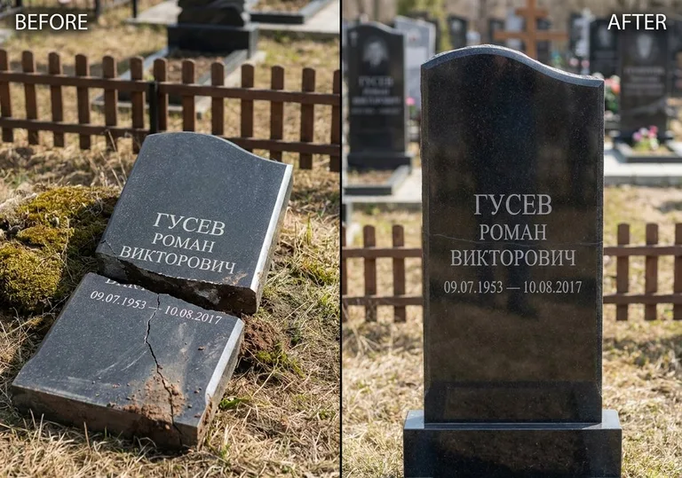 Склейка расколотого памятника: до и после в Южно-Сахалинске