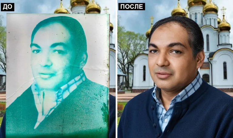 Ретушь фото на памятник — цветокоррекция и колоризация: до и после в Южно-Сахалинске