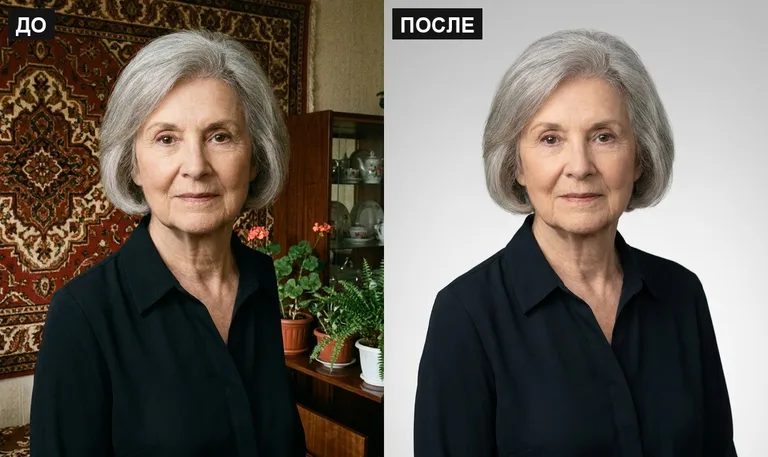 Ретушь фото на памятник — замена фона: до и после в Южно-Сахалинске
