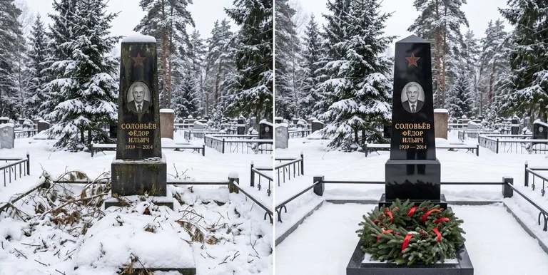 Уборка старого памятника до и после в Южно-Сахалинске