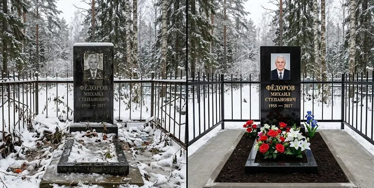 Диптих №20: тротуарная плитка вокруг памятника отмыта аппаратом высокого давления в Южно-Сахалинске