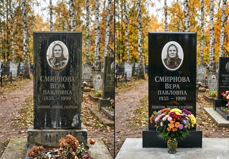 Пакет Сезонная уборка могилы Смирновой: регулярный уход весной, летом и осенью с фотоотчётом