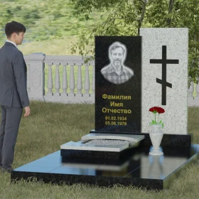 Вертикальный памятник с крестом - П022