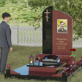 Православный вертикальный памятник с крестом - П038
