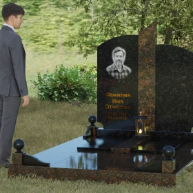Гранитный вертикальный памятник для одного - П068
