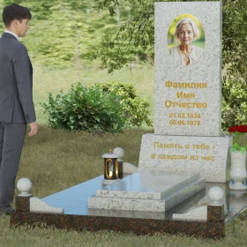 Вертикальный комбинированный памятник для одного - П069
