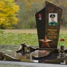Вертикальный комбинированный памятник светский - П196