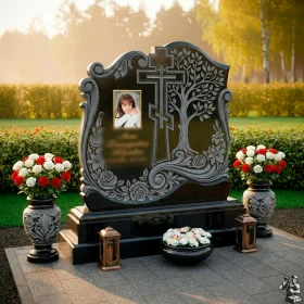 Православный элитный гранитный памятник с крестом - ПН144